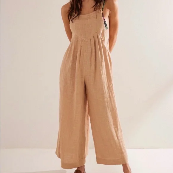Free People Tan Wide Leg Jumpsuit - Picture 3 of 11